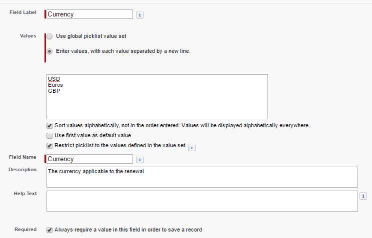 The Currency Field Details