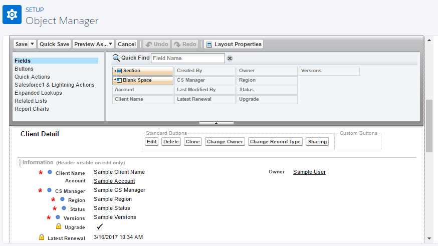 The Details of the Client Layout (Field Order)