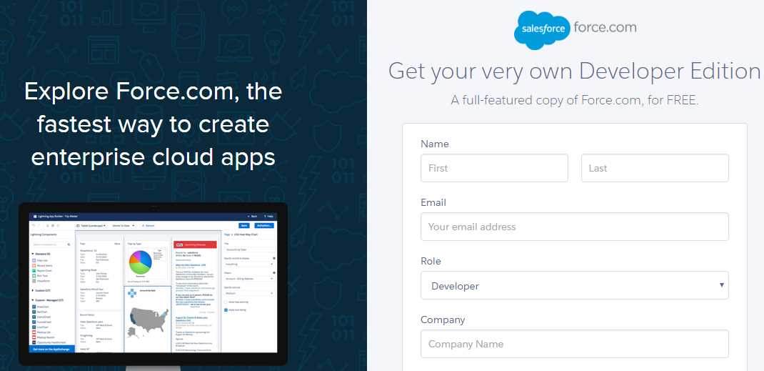 The Force.com Sign-up Page