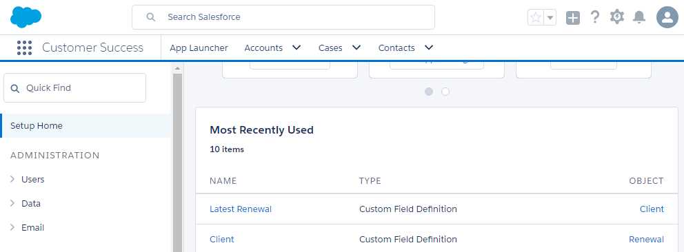 The List of Most Recently Used Items