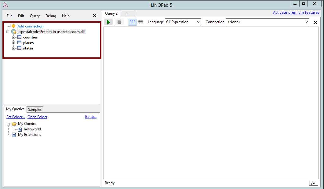 The Entity Framework Connection Displayed in LINQPad