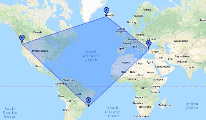 The KML file, displayed on the map