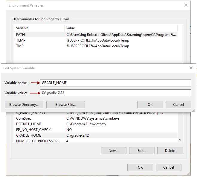 Adding the GRADLE_HOME Environment Variable