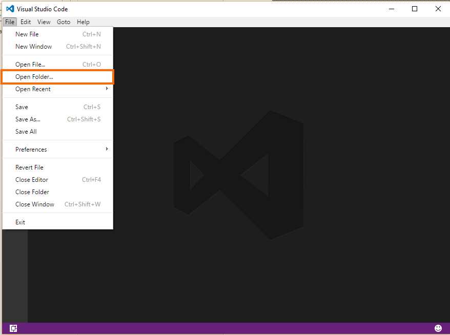 The Open Folder option