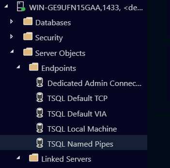 Azure folders showing server objects and endpoints