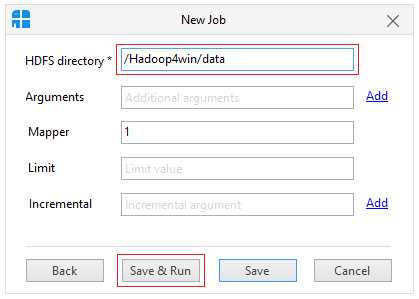 Save and run import job in Sqoop