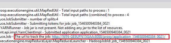 URL to track job in Pig