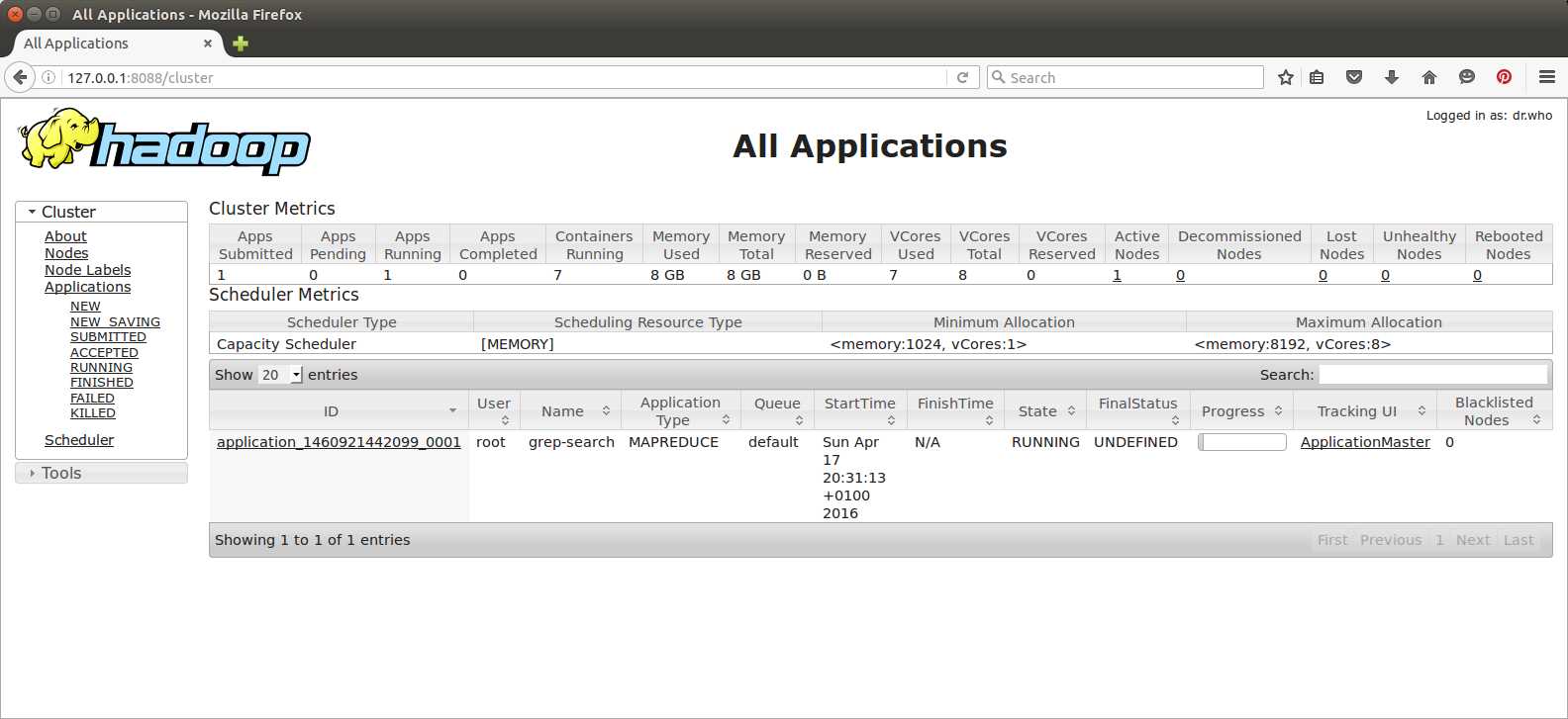 The YARN Resource Manager UI