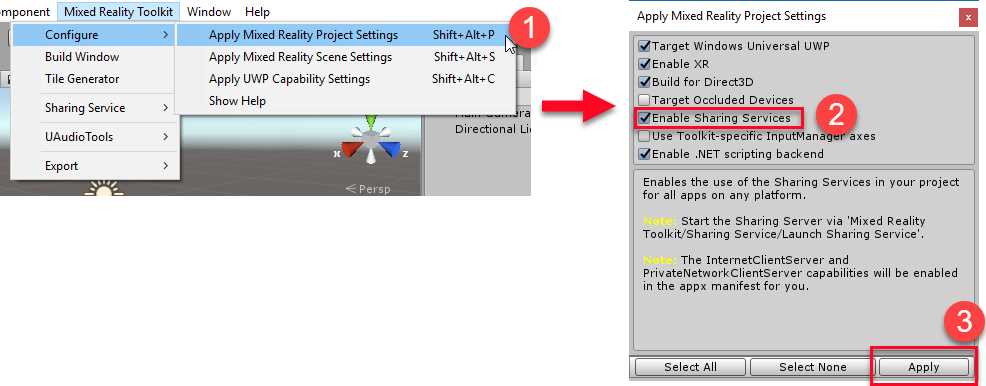 Enabling Sharing Service Using the Mixed Reality Toolkit