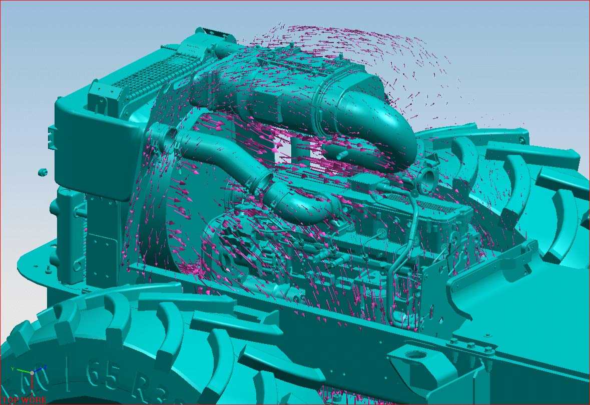 Engine Airflow Simulation (Screenshot of UGS NX 5, CC BY-SA 3.0)