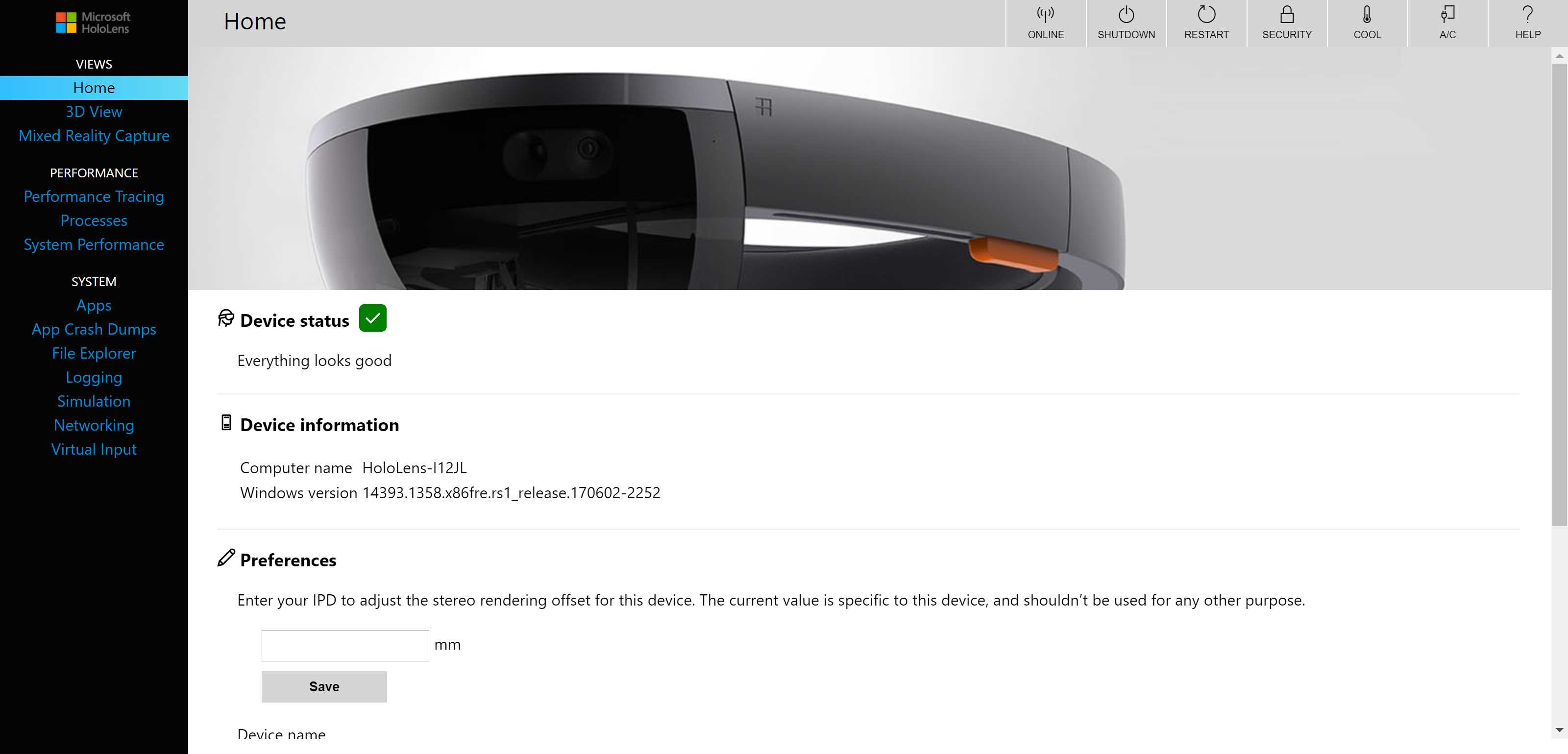 HoloLens Device Portal