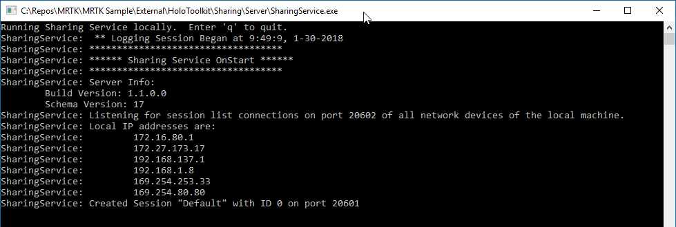Sharing Service Running on Local Network