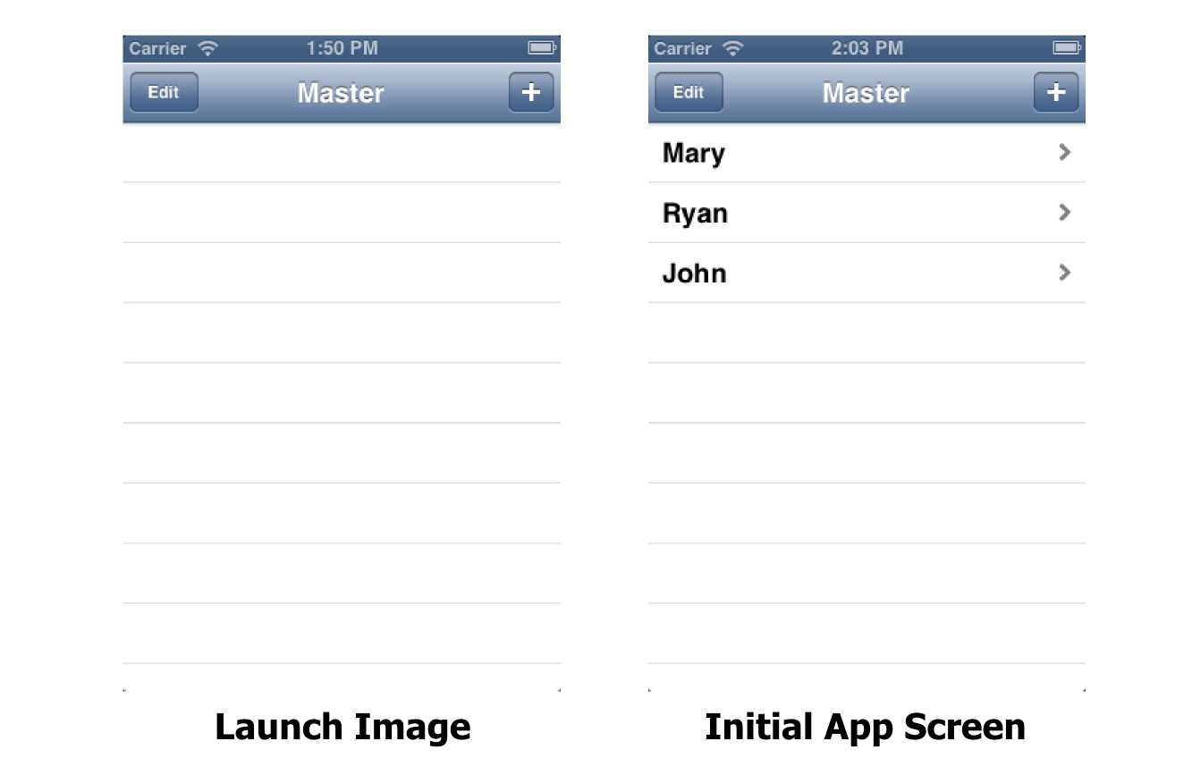 Appropriate launch image for a master-detail application