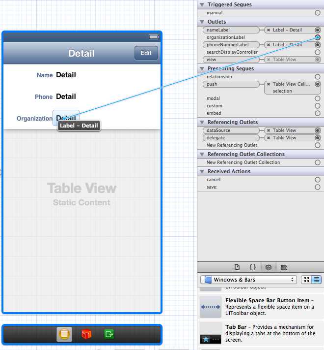 Connecting label components to the Detail View Controller