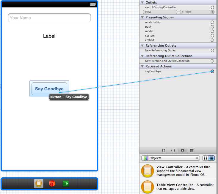 Connecting the sayGoodbye