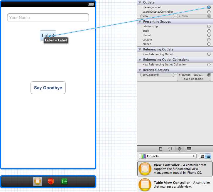 Linking the messageLabel with the UILabel instance