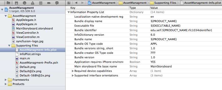 Opening the Info.plist file in Xcode