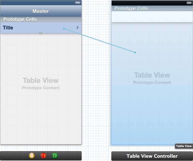 Re-creating the push segue from the master scene to the detail scene
