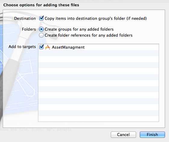 Selecting configuration options for the new media assets