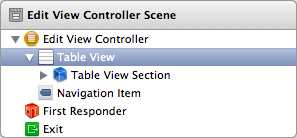 Selecting the Table View object
