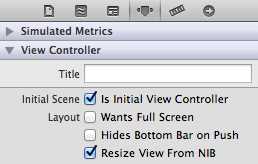The Attributes inspector for the controller