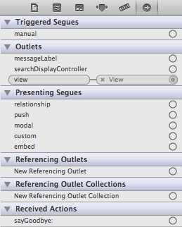 The Connections inspector after adding messageLabel to ViewController