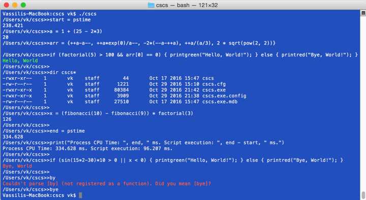 Sample execution of CSCS on a Mac