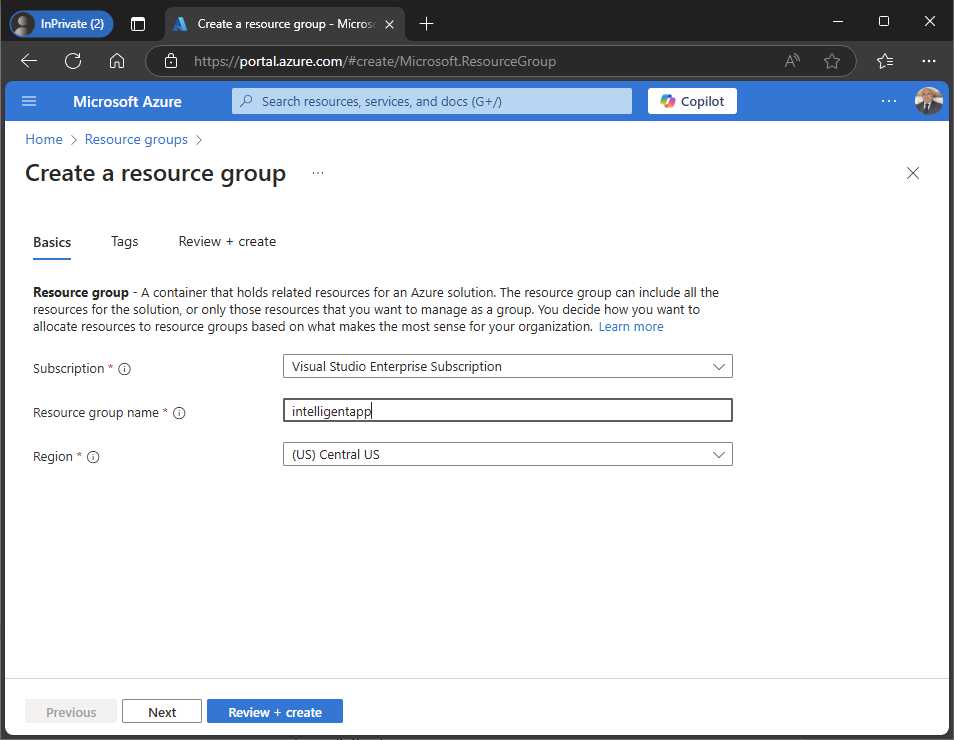 Creating a resource group