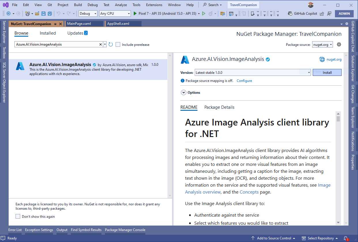 Installing the AI Vision client library