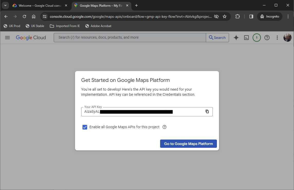 Obtaining a Google Maps API key
