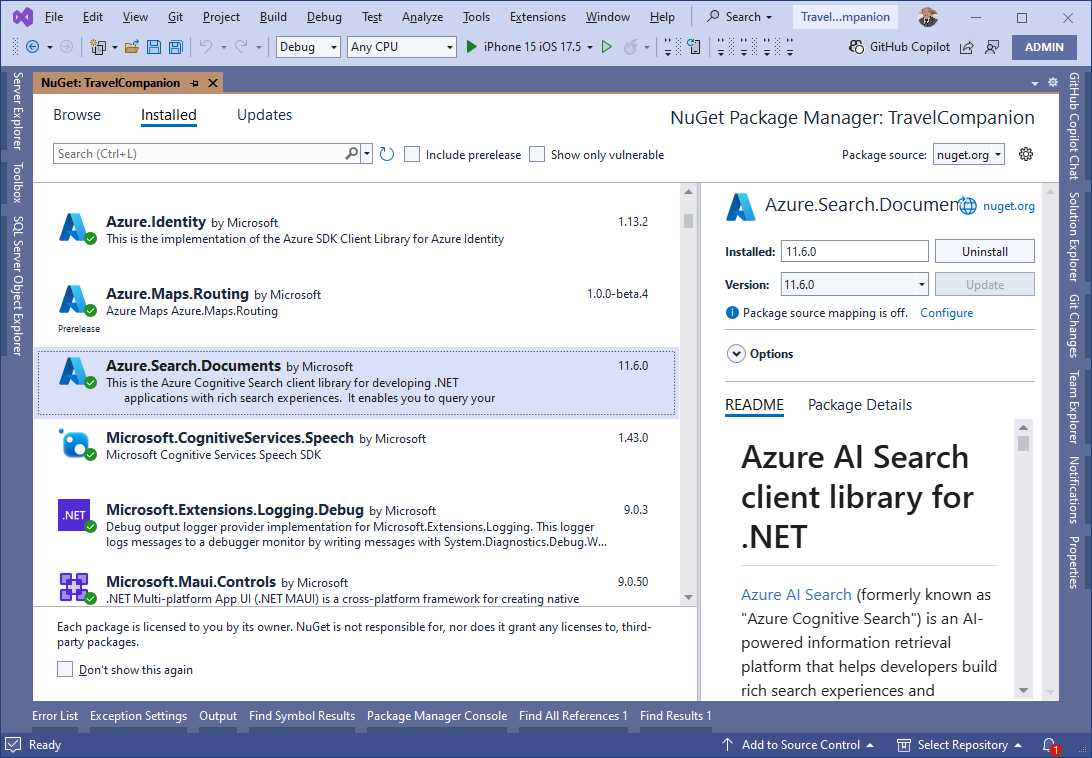 The AI Search NuGet package