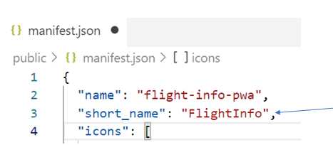 Changing the short_name Property (manifest.json)