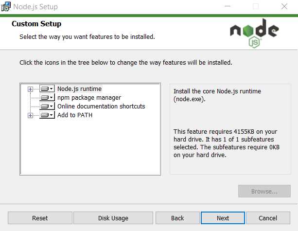 Node.js Installation Wizard