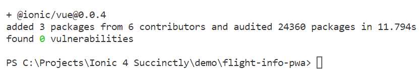 Terminal Output—After Installing Ionic Vue