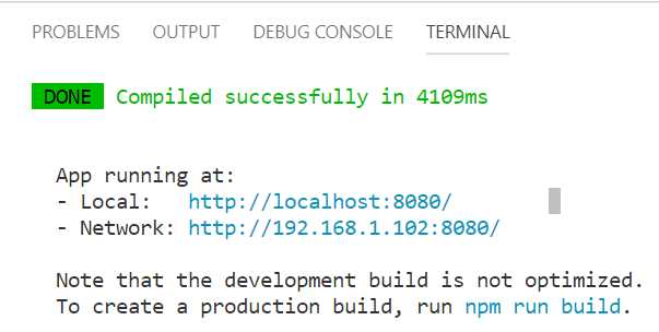 Terminal Output—App Running