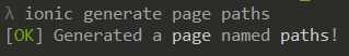 Ionic CLI Command Successfully Executed