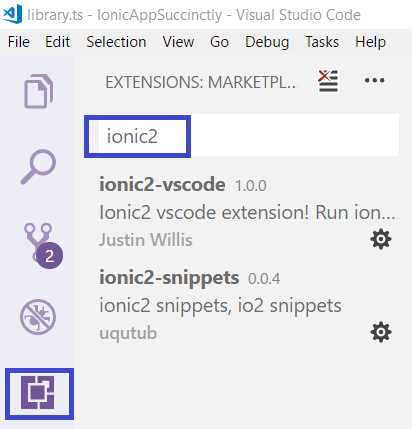 Ionic Extensions for Visual Studio Code