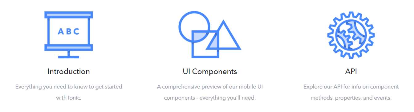 Screenshot of the Ionic Documentation Site