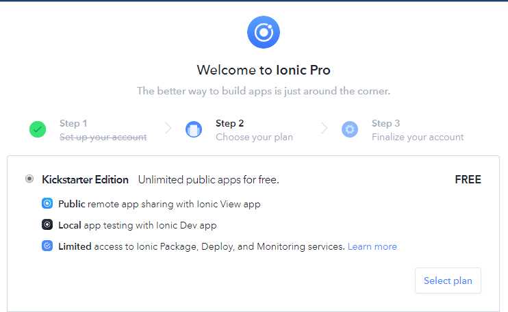 Setting Up an Account on Ionic Pro