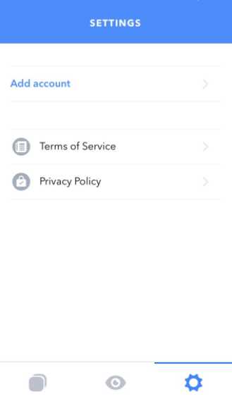 Settings Tab on the Ionic View App on My Device