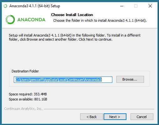 Default Anaconda Python Installation Location