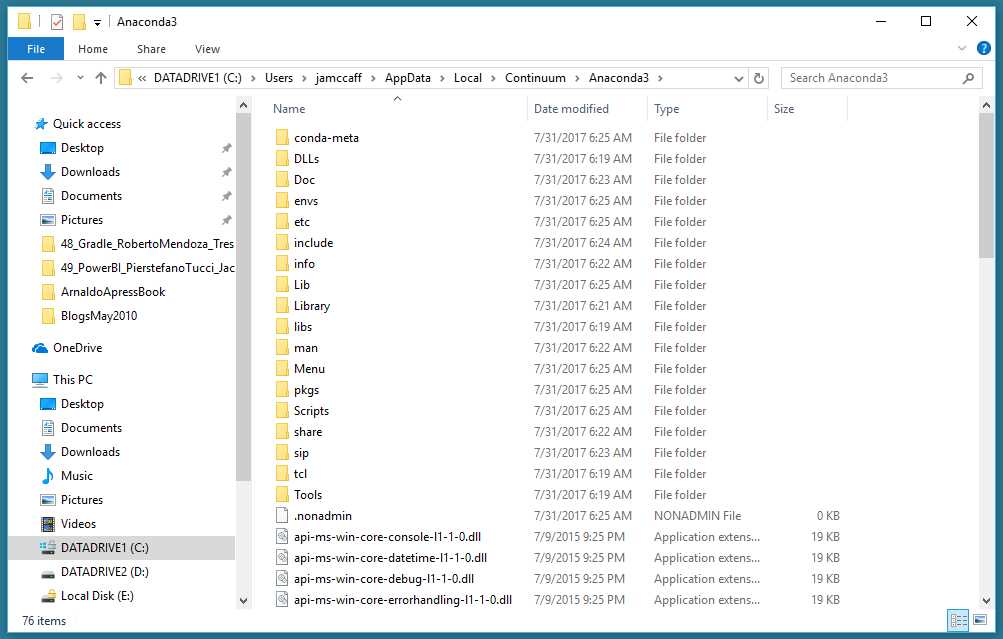 The Anaconda Installation Location