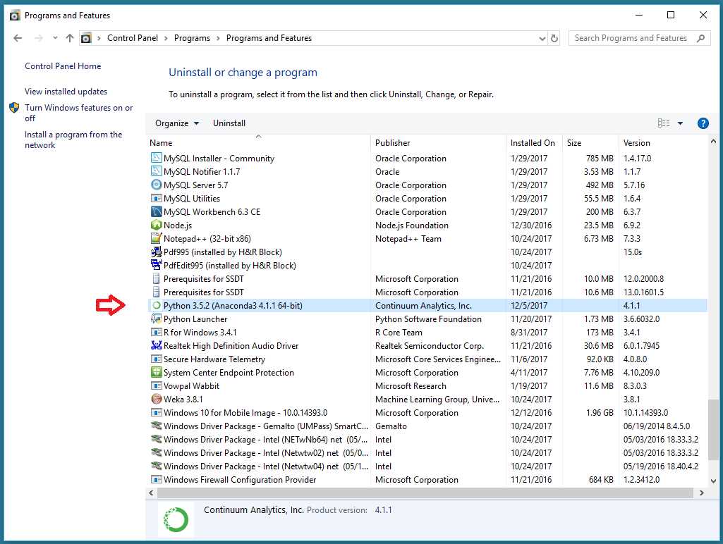 Uninstalling Anaconda Python