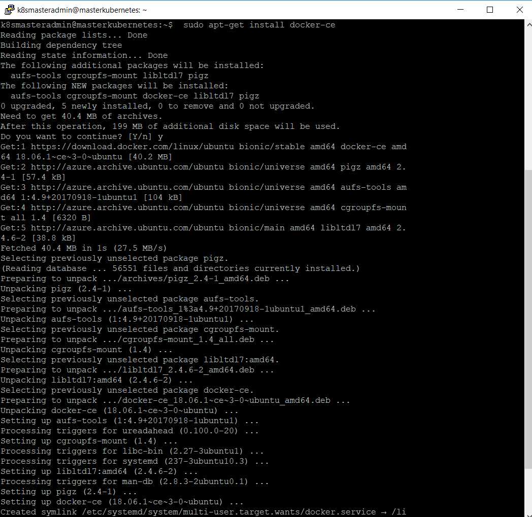 Output Docker installation