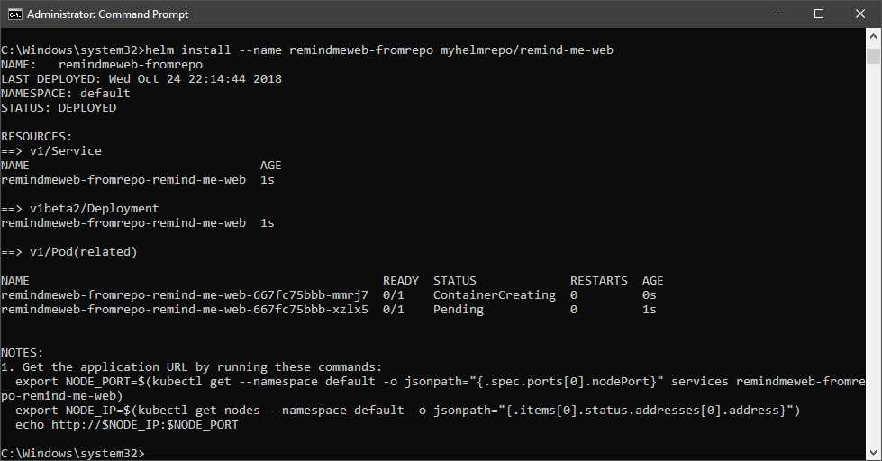 Output install chart
