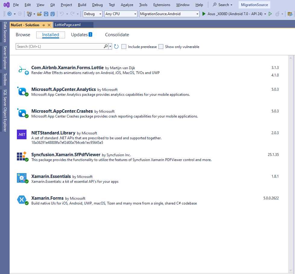 Installing the required NuGet packages
