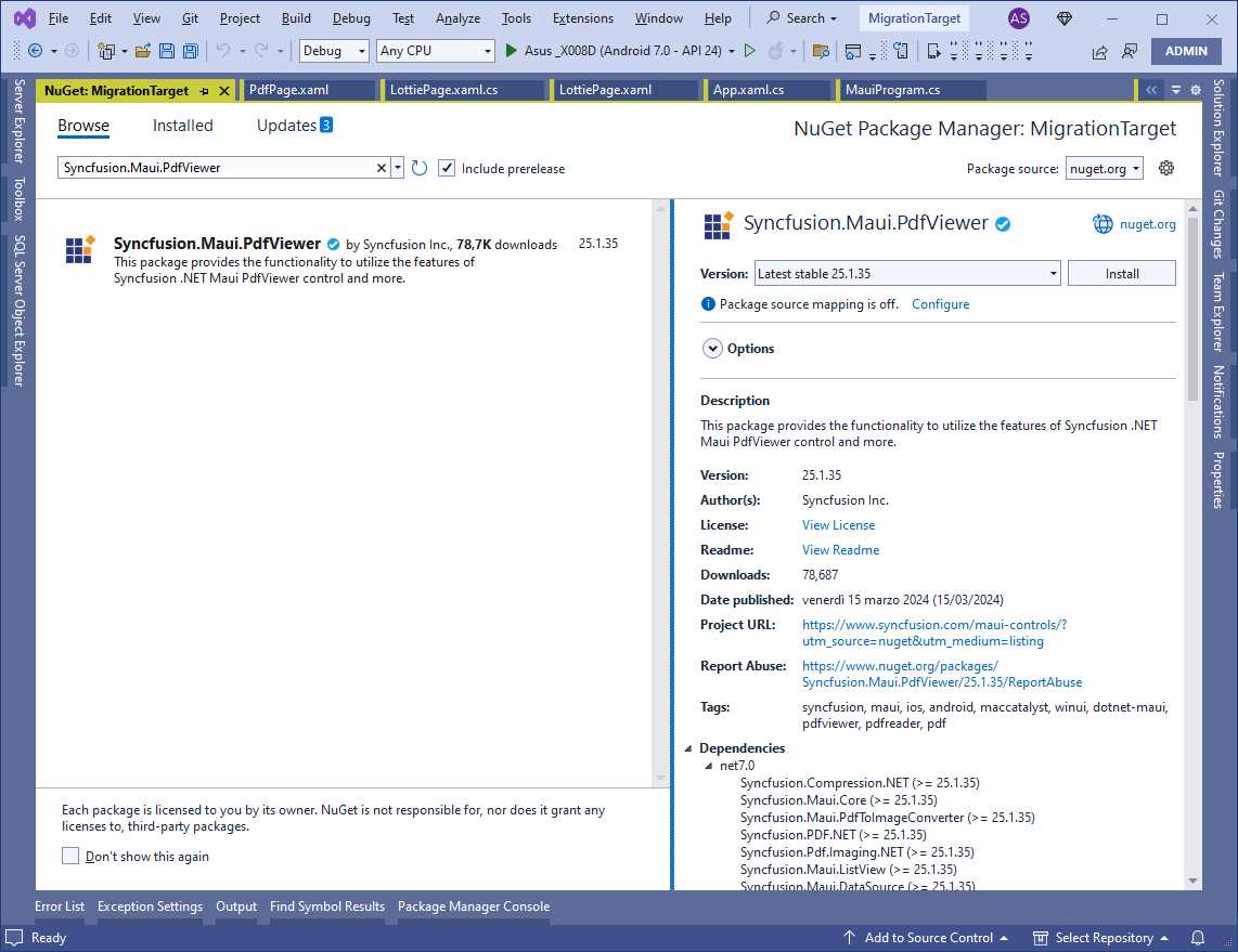 Installing the Syncfusion® PDF Viewer package