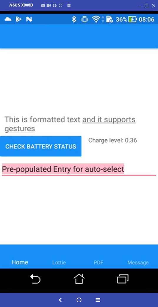 The first page of the app