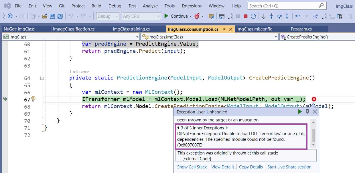 Another Error Executing the Application—Visual Studio