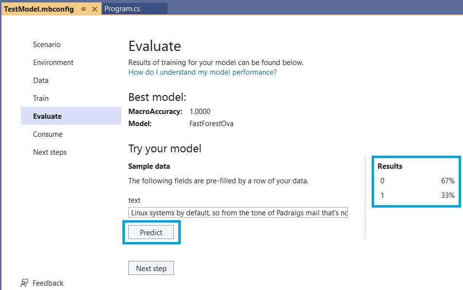 Model Builder—Evaluate